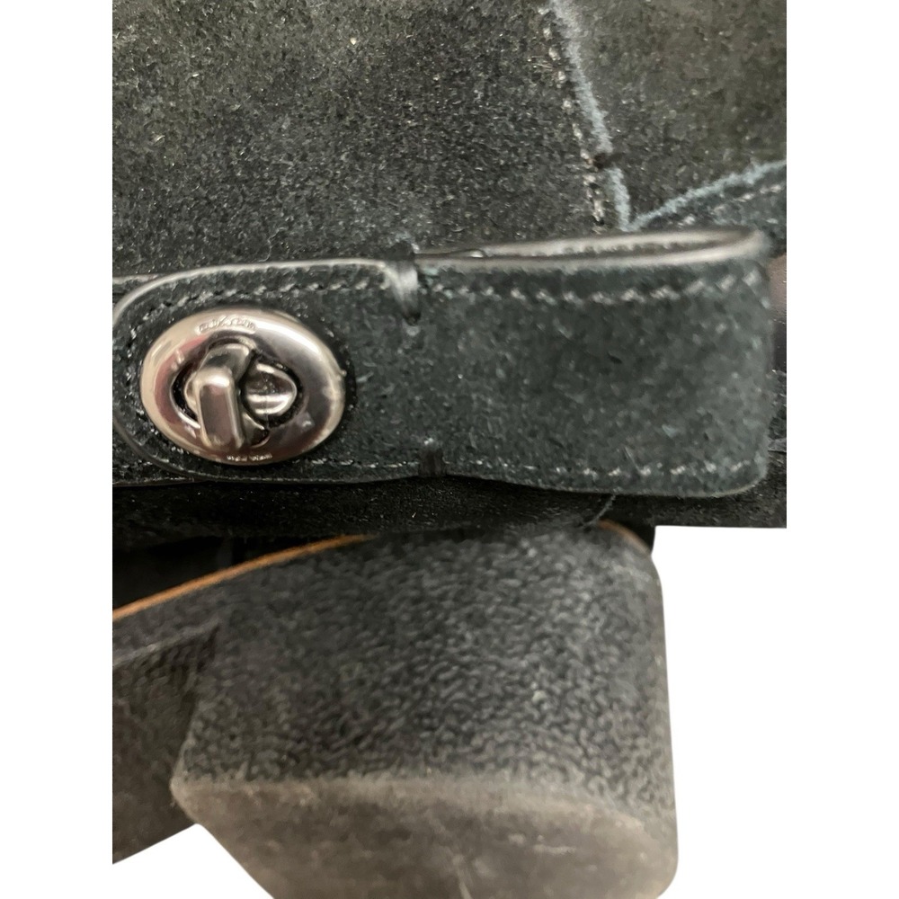 Coach Turnlock Patch Suede Sherpa Lining Boho‎ Comfort Pull On Black Boots 7.5 - Picture 12 of 15